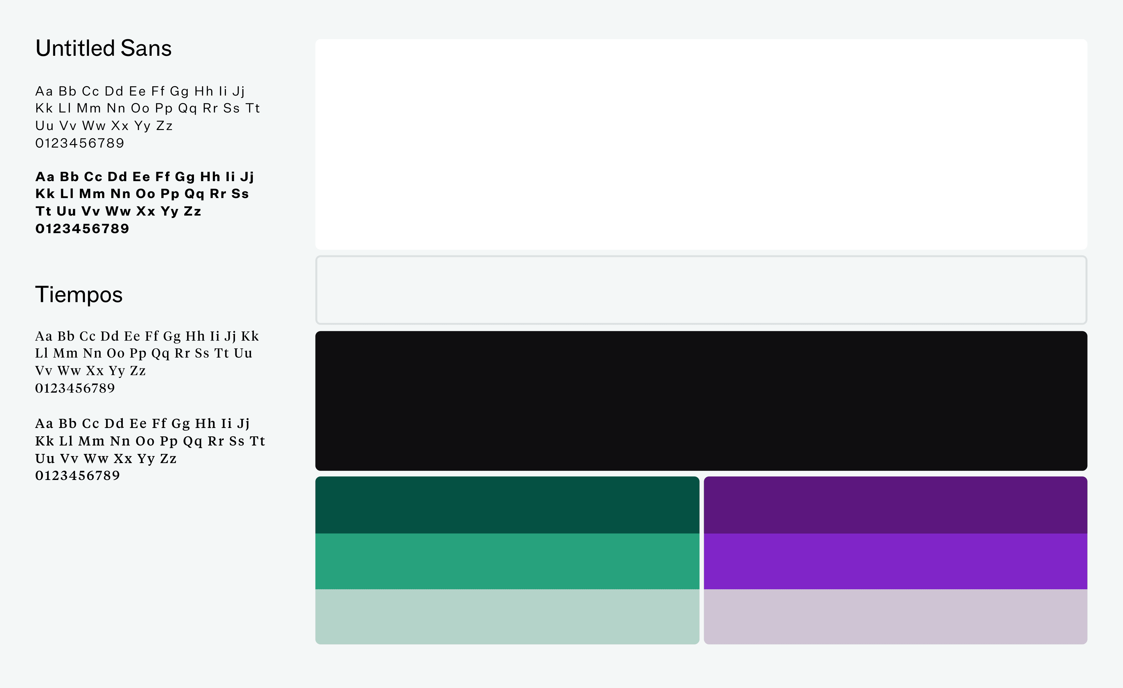 style guide snapshot including color palette and typography