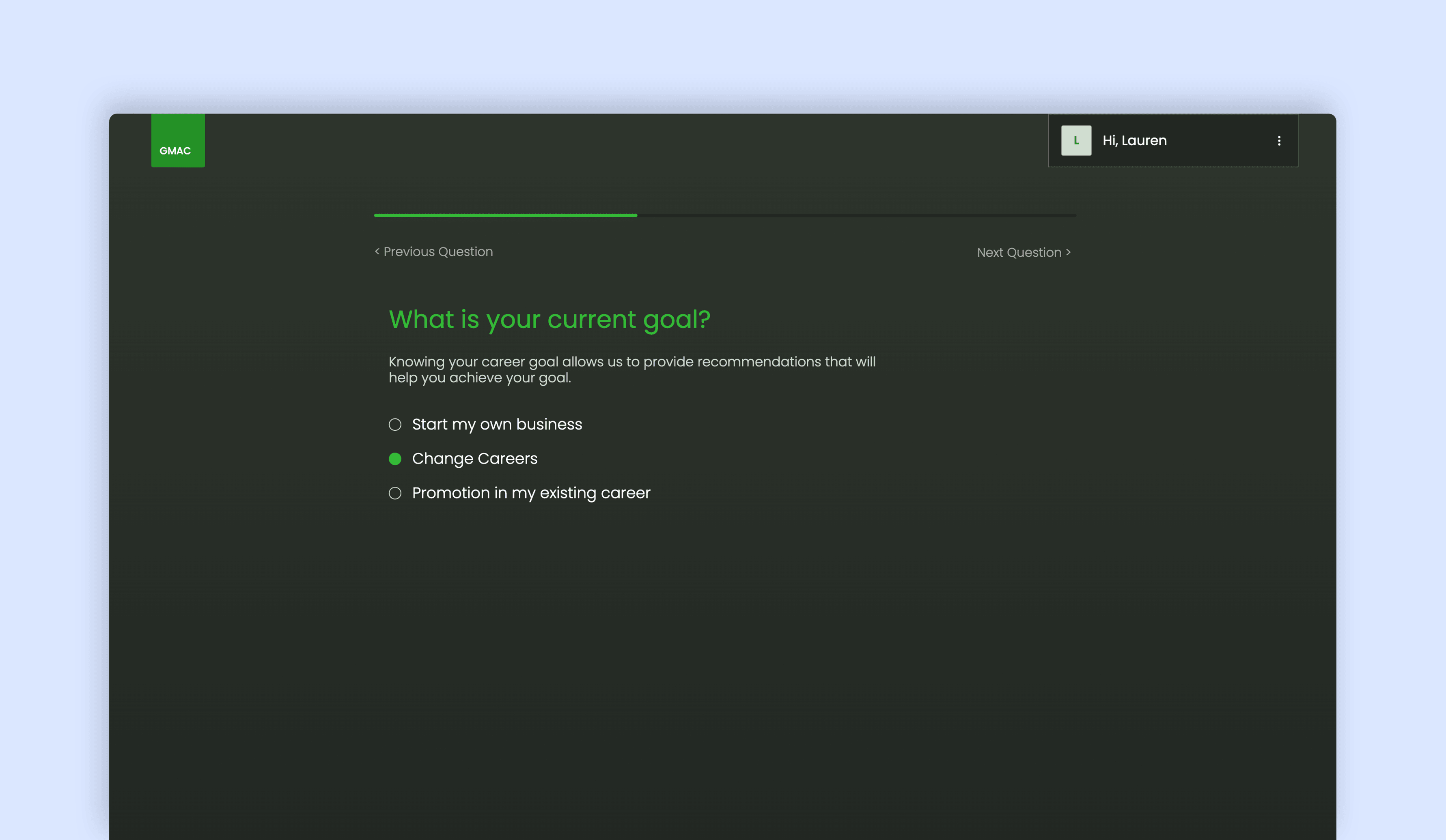 UI screengrab of career-skills builder phase 1