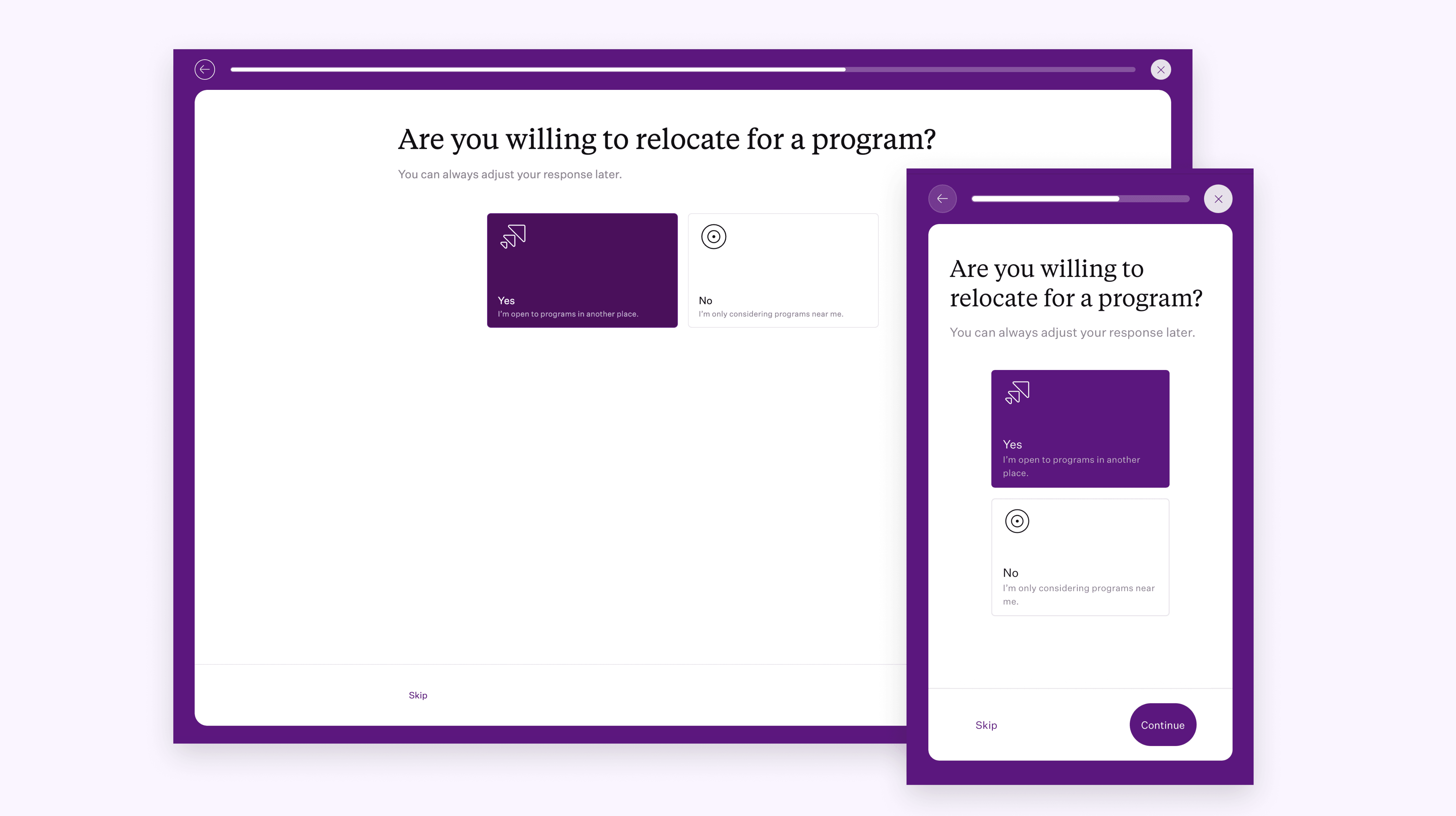 mobile and web view of a portion of the Uncover onboarding phase