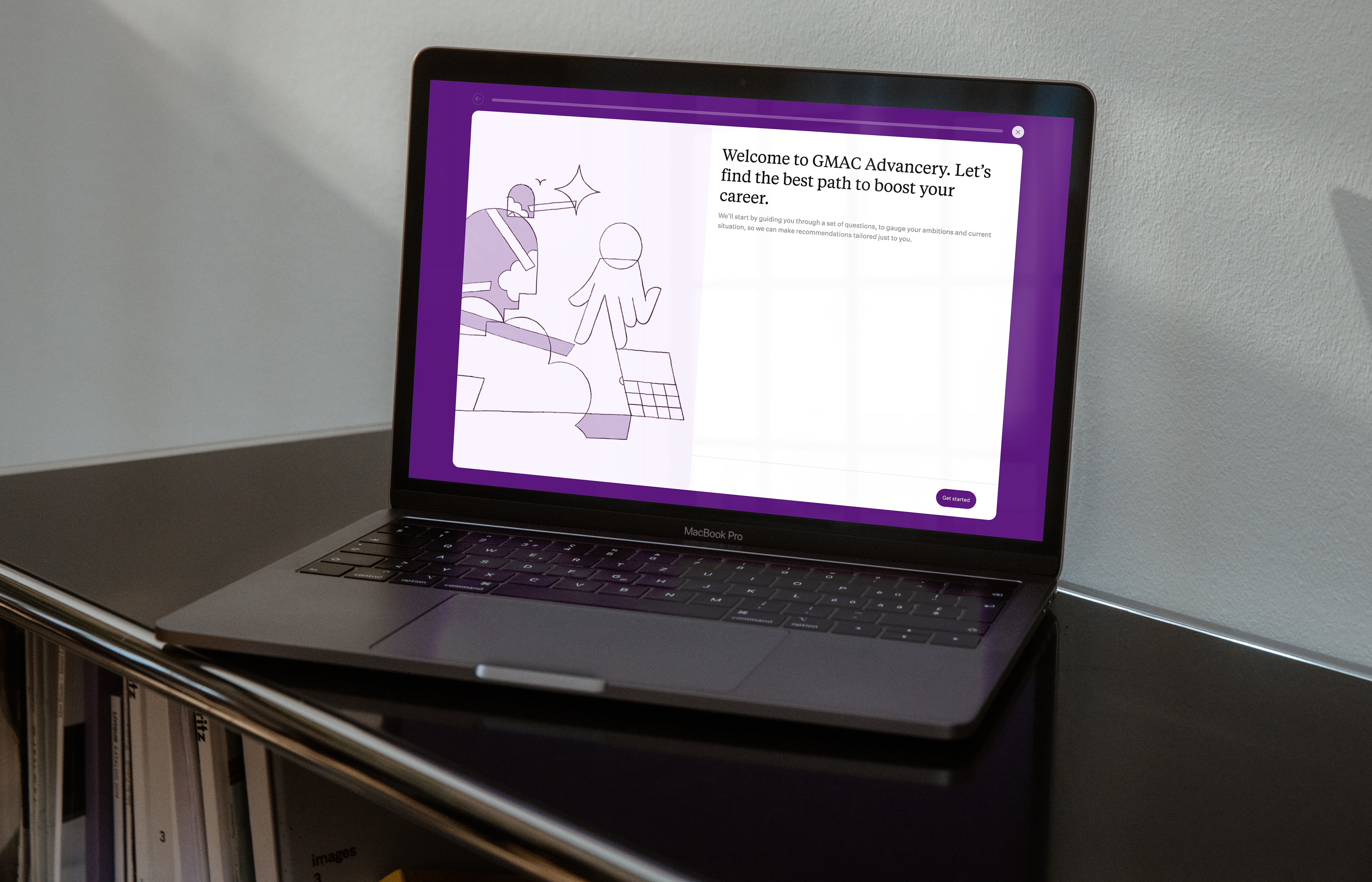 laptop mockup of the GMAC Advancery web app