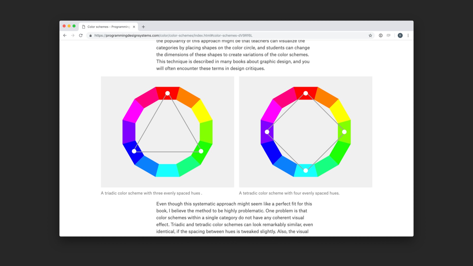 Screenshot of color diagrams in referenced website.