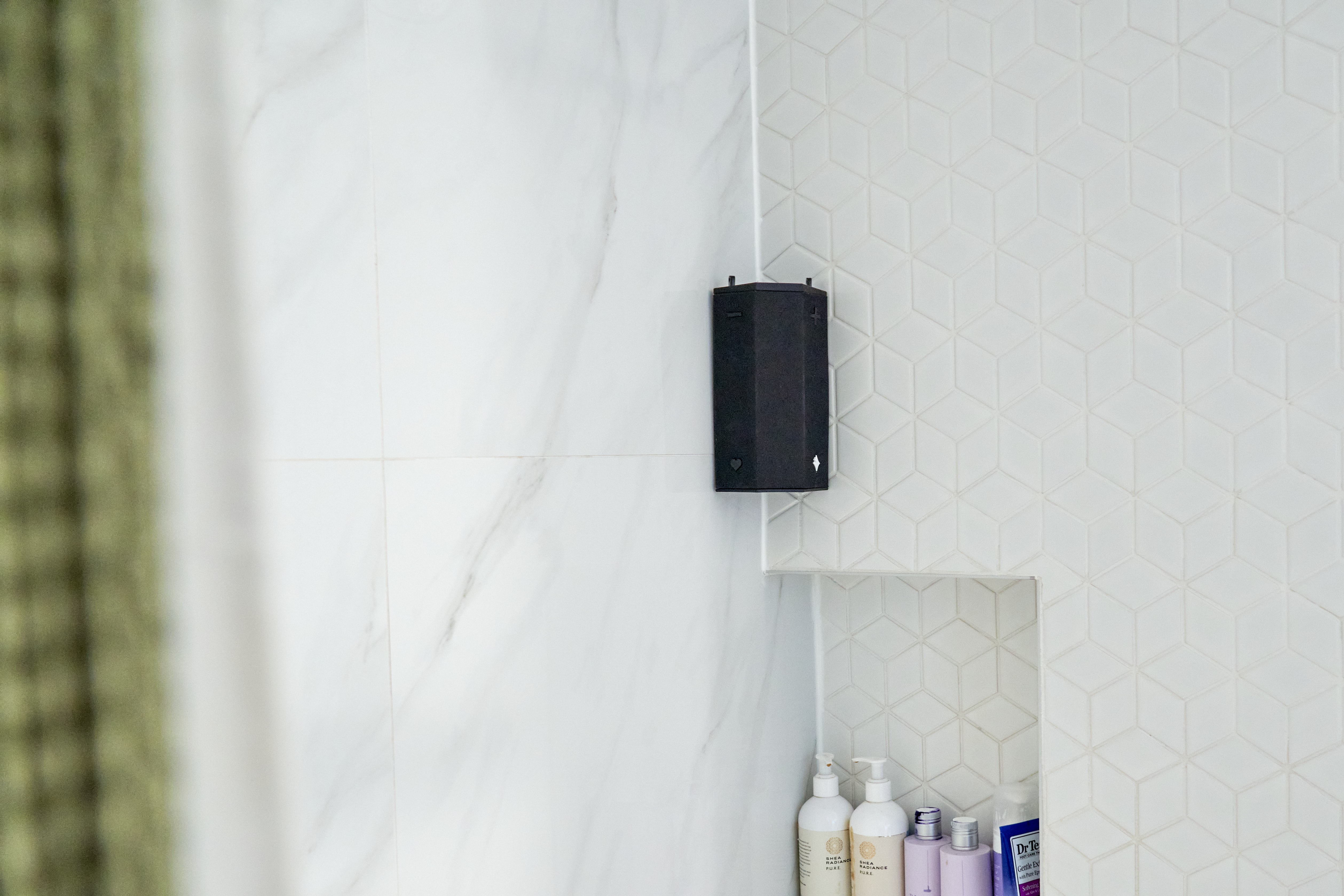 The final prototype installed in the shower