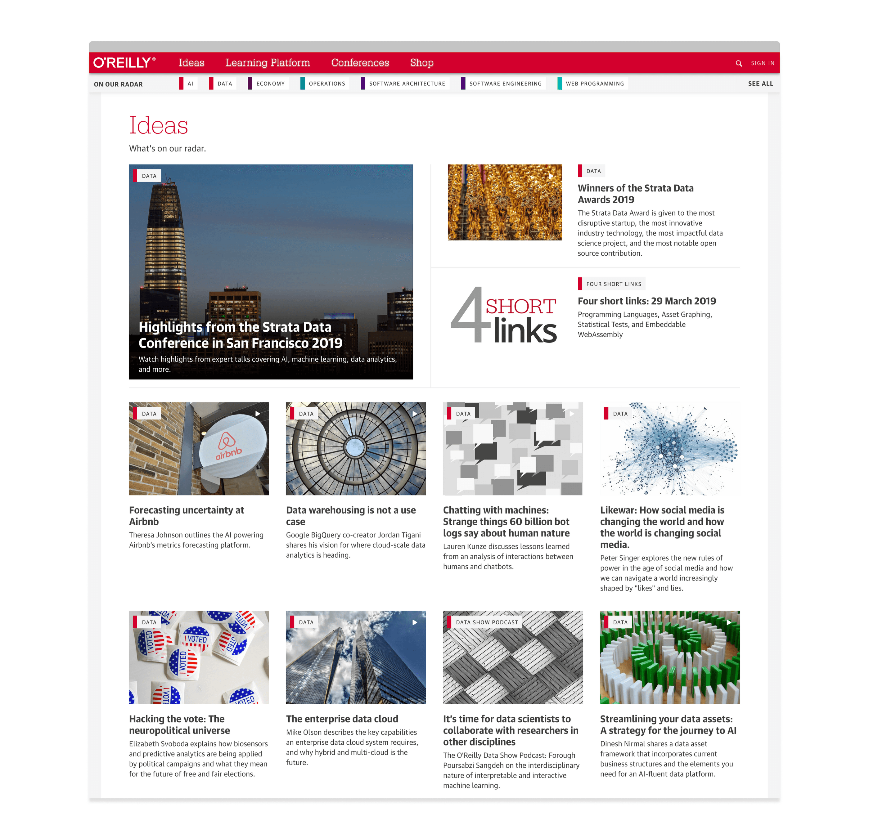 Articles from across all topic pages could be found in the Ideas section