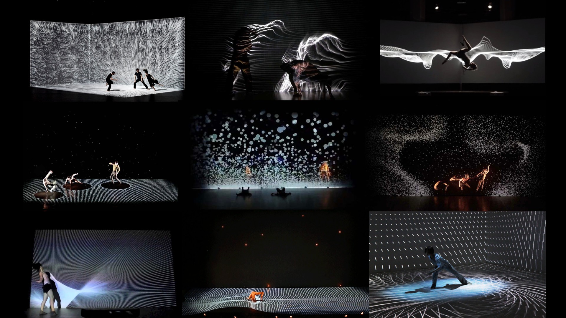 9 images of similar motion-enable projection performances.