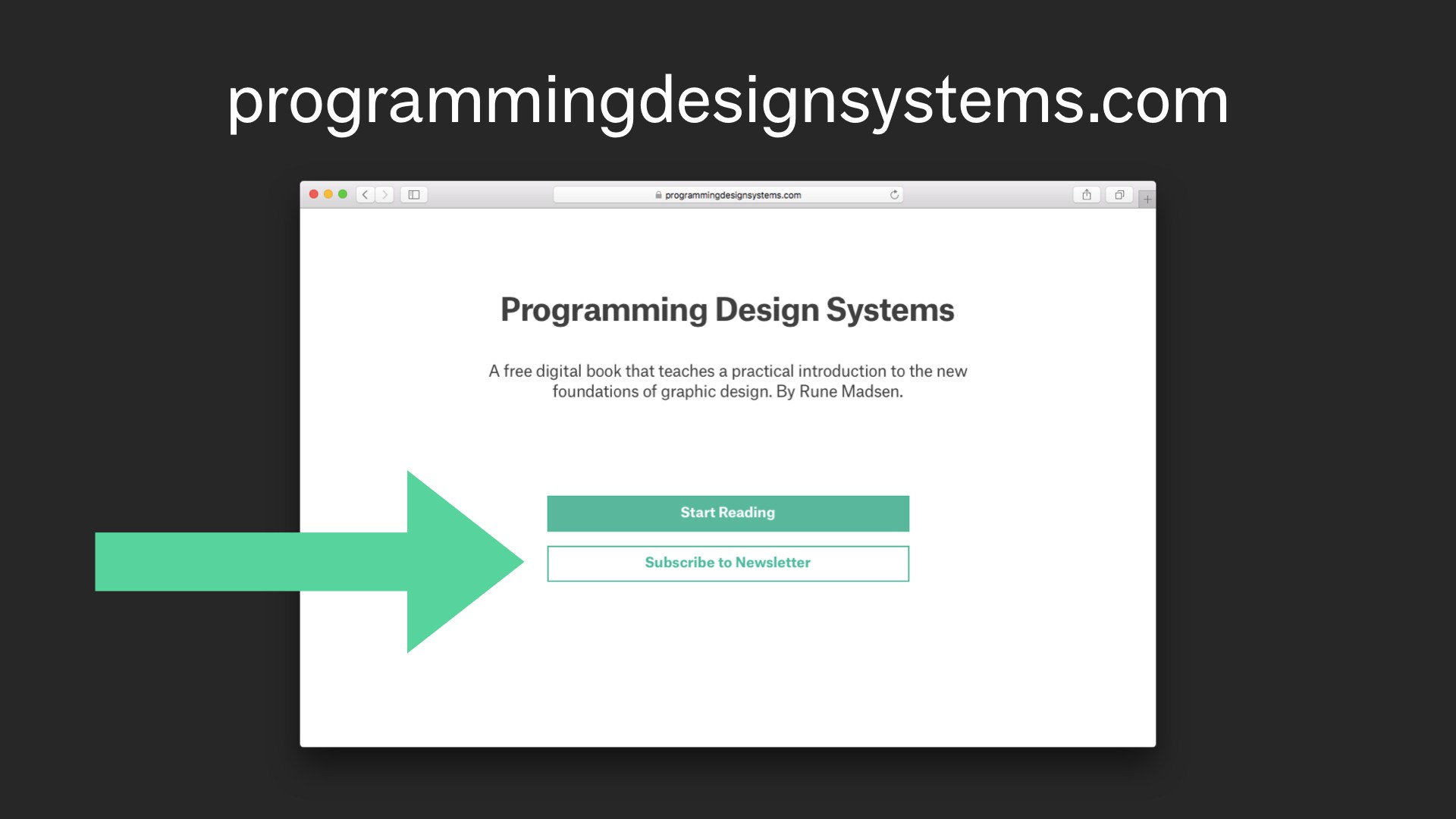 Screenshot of subscribe button in programmingdesignsystems.com.