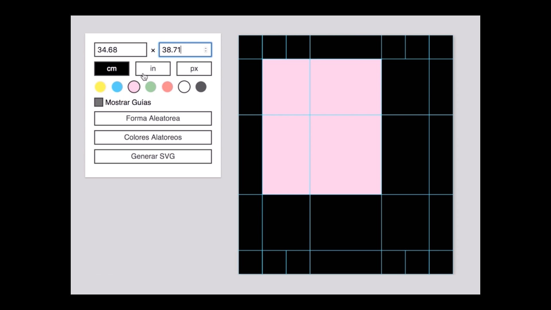Screenshot of web tool used to create poster layouts.