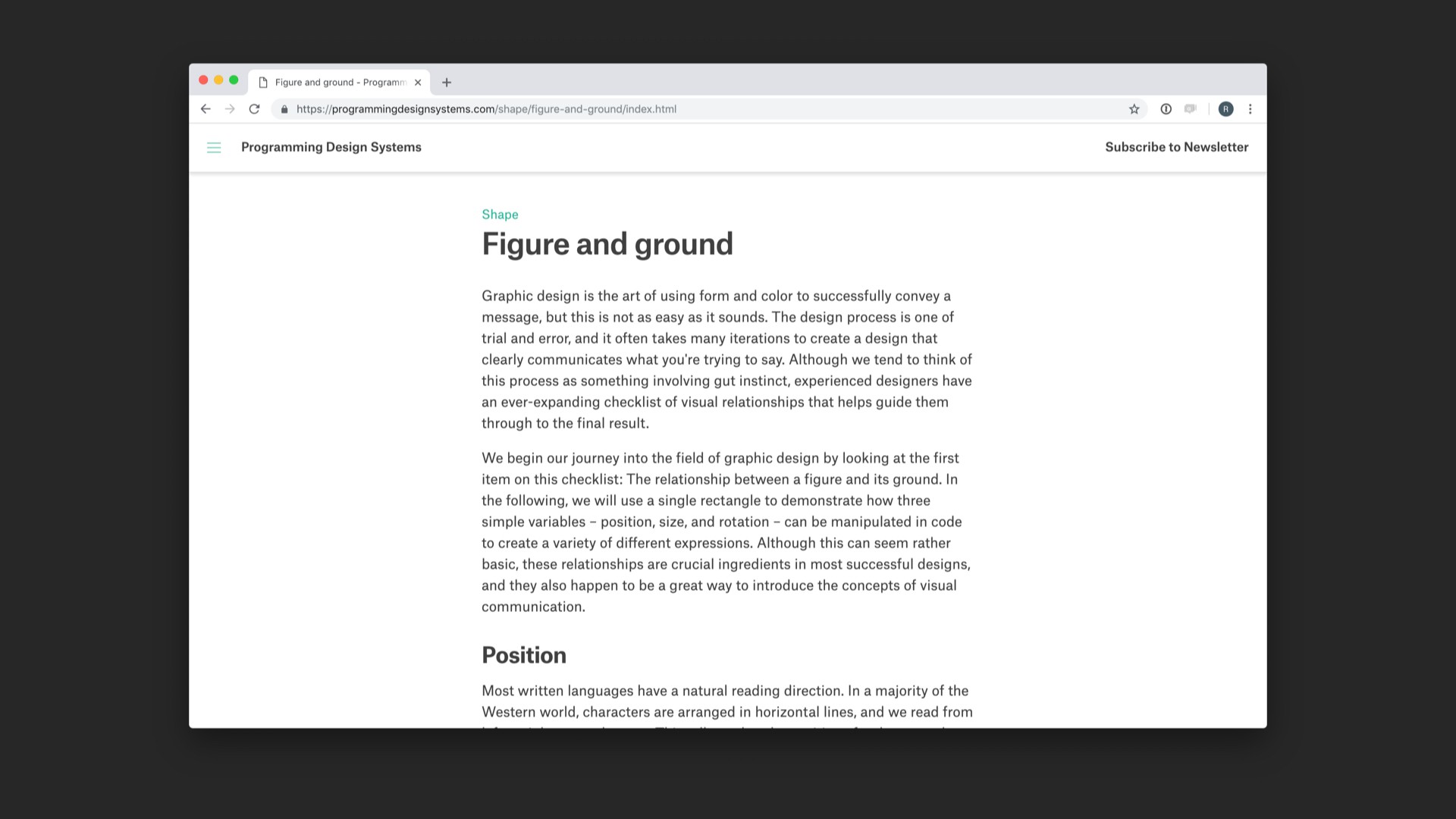 Screenshot of 'Figure and ground' chapter of referenced website.