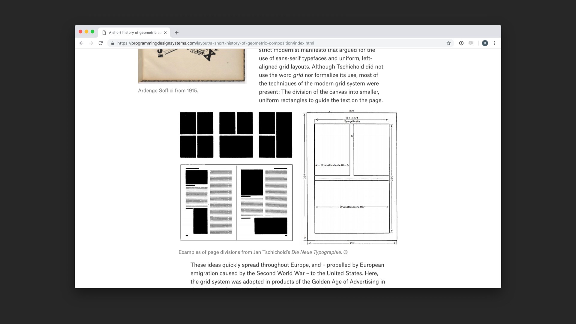 Screenshot of grid examples in referenced website.