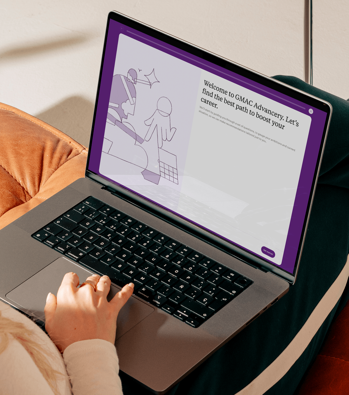 an image of a person browsing the advancery web app on their laptop