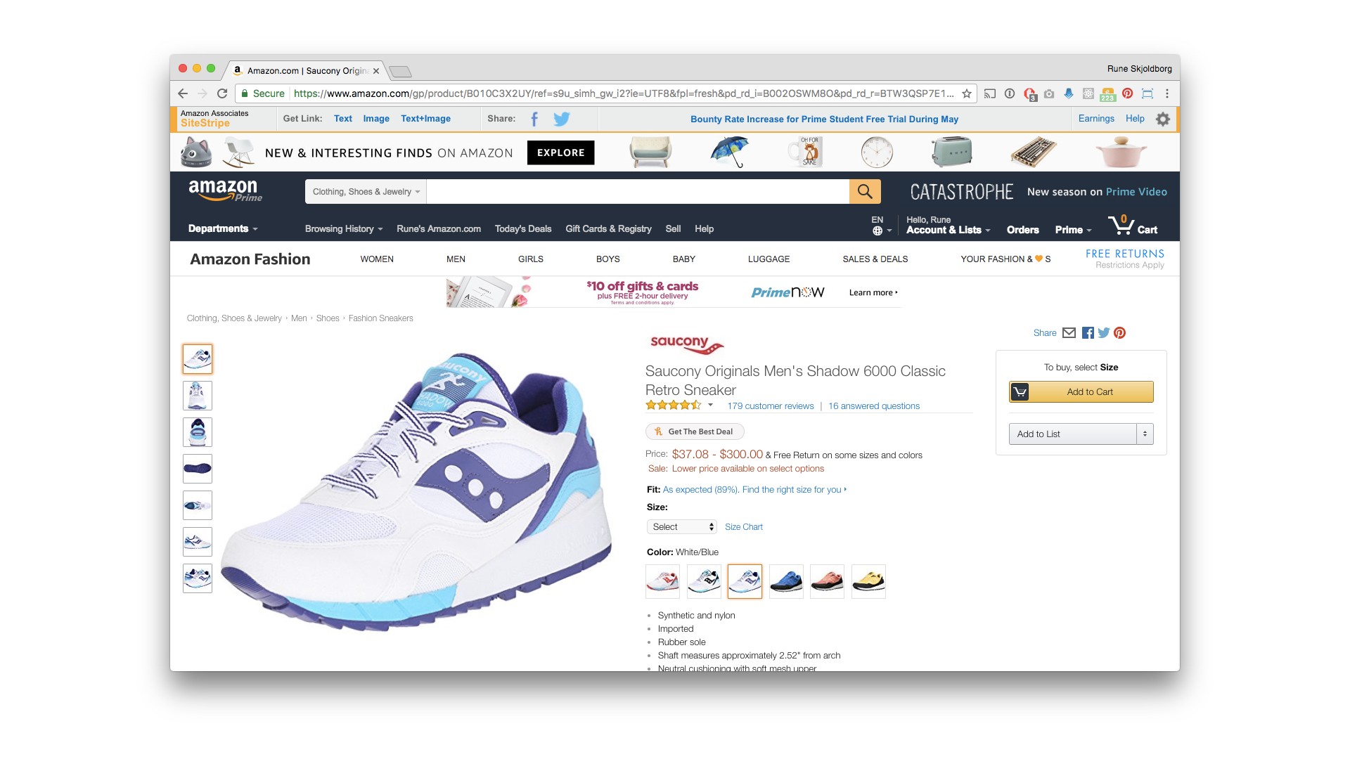 Sneaker selling page on Amazon.