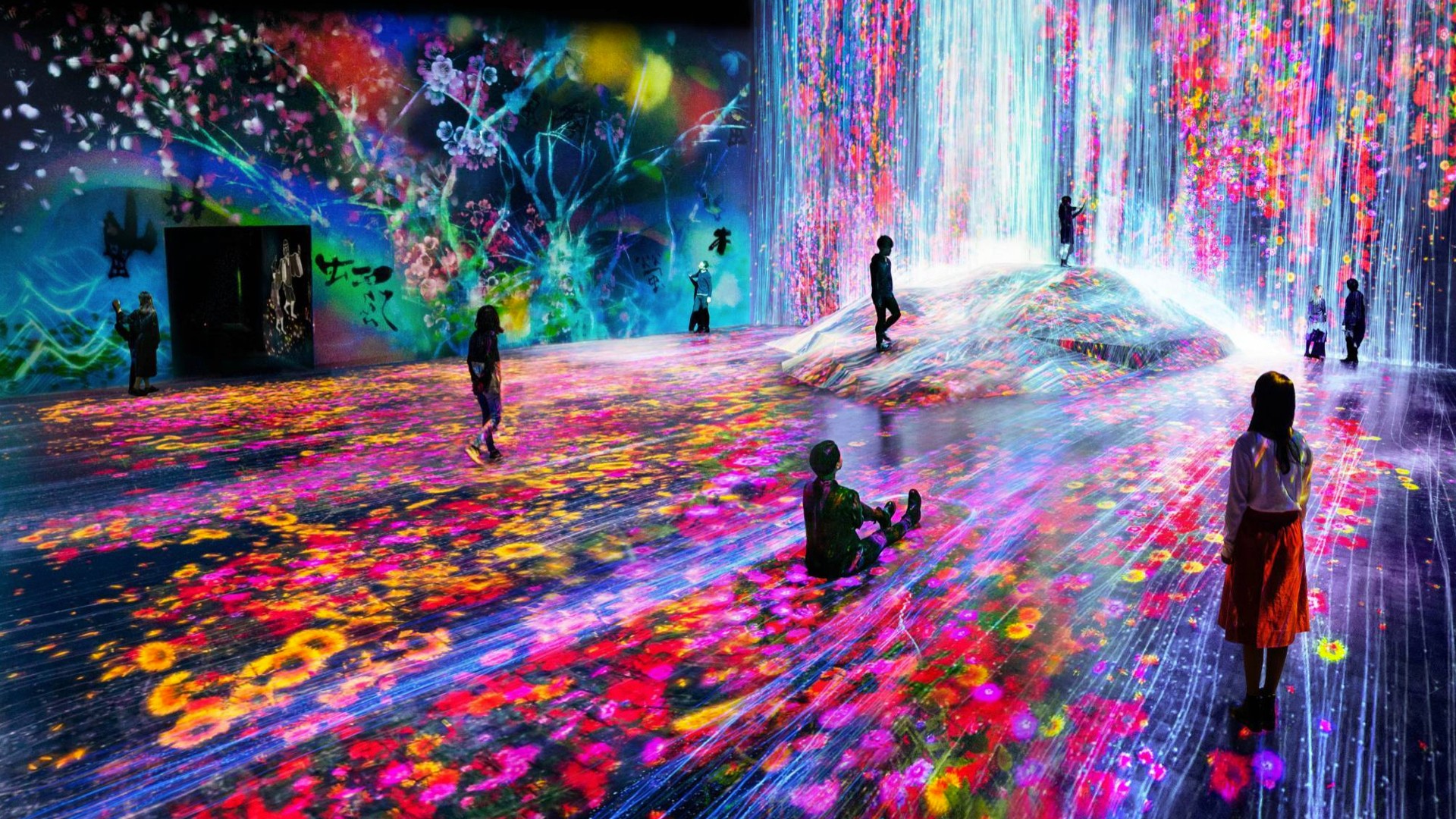 Picture of interactive exhibition with colorful lights.