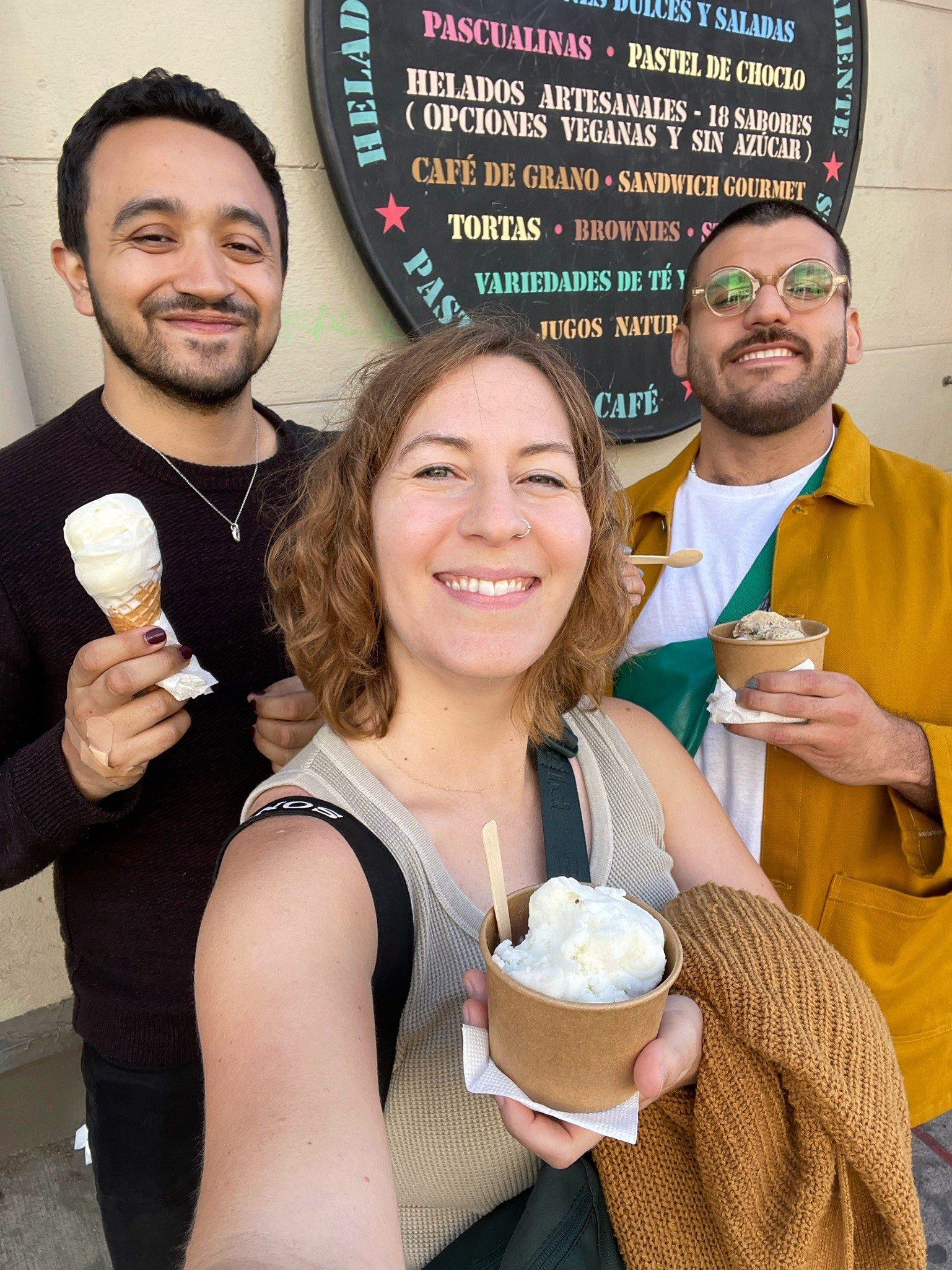 Fernando, Lauren and Esteban enjoying ice cream together