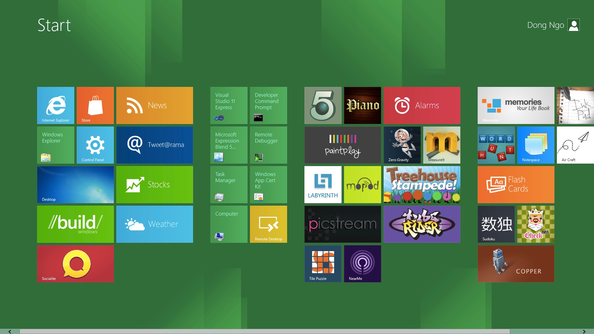 Windows 8's grid menu with all applications.